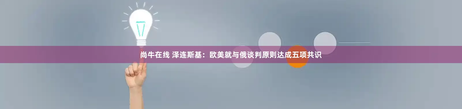 尚牛在线 泽连斯基：欧美就与俄谈判原则达成五项共识